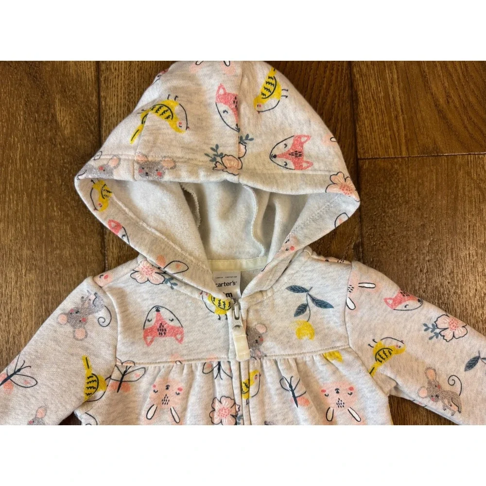 Carters Baby Girl 3‎ Months Jacket Hoodie Top Full Zip Sweatshirt Animals Mouse